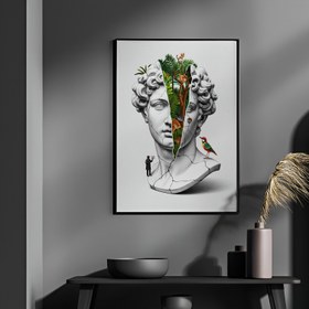 Resim Nature Collage - Surreal Apollo Bust Wall Art Print - Wooden Frame - White / 8,3 x 11,7" (21x30) 
