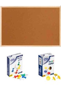 Resim Panda 60x90 Cm Ahşap Çerçeve Mantar Pano + 1 Paket Harita Çivisi + 1 Paket Raptiye Pan116 02 