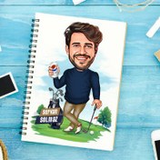 Resim Golf Tutkusu Olan Erkek Karikatürlü Defter 