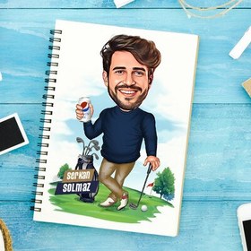 Resim Golf Tutkusu Olan Erkek Karikatürlü Defter 