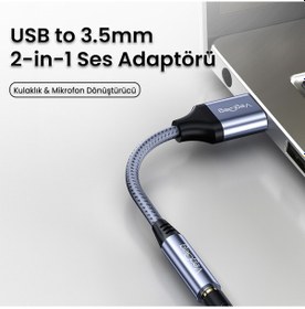 Resim Veggieg Usb-a To 3.5mm Jack Aux Mikrofon Destekli Dac Chip Hifi Ses Kartı 