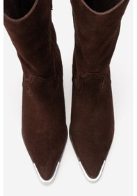 Resim Luvishoes Alvı Kahverengi Süet Hakiki Deri Metal Detaylı Kadın Western Bot Kahverengi 