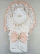 Resim Sahra Bow Trilük Bebek Kundağı Unisex Bebek Dış Kundak Battaniyesi Hastane Çıkışı Kundak Battaniye Ekru 