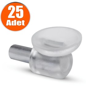 Resim Badem10 (25 ADET) Vantuzlu Raf Pimi Şeffaf Cam Tutucu Mobilya Dolap Pimi 