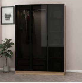 Resim Kale 3 Füme Cam Kapaklı 2ç Dolap Dore Füme Cam 190cm Ceviz 