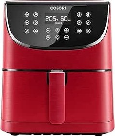 Resim COSORI 5.5 L Yağsız Fritöz, 11 Programlı Sıcak Hava Fritözü, İspanyolca 100 Tarif, Sıcak Tutma Fonksiyonlu, LED Dokunmatik Ekran, Zamanlayıcı, 1700 W, Kırmızı 