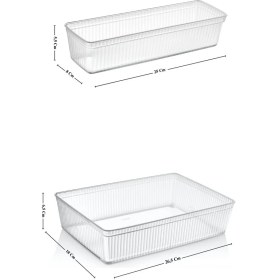 Resim Beyaz 8’li Modüler Kaşıklık Seti, Mutfak Düzenleyici Çekmece Içi Organizer 