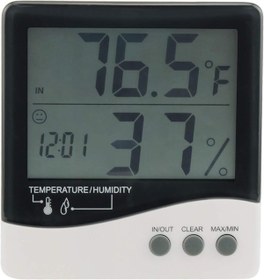 Resim Ceta Growers Edge Büyük Ekran Dijital Termometre - Nem Ölçer - Saat / Thermometer / Hygrometer 