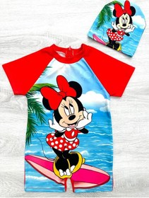 Resim Lolliboomkids Kız Çocuk Kırmızı Renk Mickey Baskı Temalı Hipster Model Hassas Ten Kısa Kol Mayo Bone Seti Kırmızı 