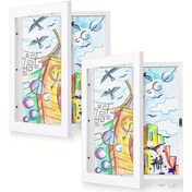Resim 1 Set 2 adet Sanat Resim Çerçevesi A4 Resim Çerçevesi Ahşap Duvar Asılı Resim Çerçevesi, Modern Ev Şeffaf Resim Çerçevesi Flip Kapak Ahşap Manyetik Çerçeve Sanat Eserleri, Graffiti, Ödüller ve Sertifikalar, Noel Doğum Günü Hediyeleri için Halloween ve Noel 
