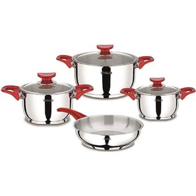 Resim Vivaldi Perla Çelik Tencere Seti 7 Parça Kırmızı Kuplu G734 