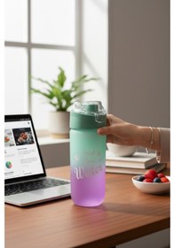 Resim Renk Değişimli Motivasyon Yazılı Su Matarası 500 Ml Sızdırmaz Kapak & Taşıma Askılı Turuncu Cam Diğer 