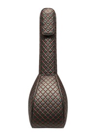 Resim Saz Kılıfı Siyah Suni Deri Kalın Kılıf Kırmızı Kapitoneli Kısa Sap Bağlama Kılıfı 