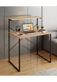 Resim Raflı Çalışma Masası 60x90 Ofis Masası Çalışma Masası 1300 Çam 