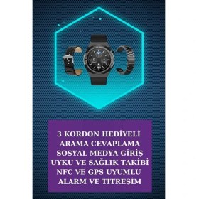 Resim Kulak Içi Kablosuz Bluetooth Kulaklık ve Nfc ve Gps Özellikli Akıllı Saat Alarm ve Titreşim 