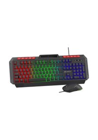Resim Gamebooster Km-11b Knight Rainbow Siyah Gaming Klavye Mouse Set 
