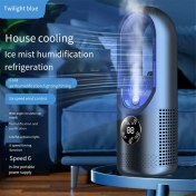 Resim Bladeless Fan Elektrik Fan Hanehalkı Yurt Soğutma Fanı Fan Sprey Su Soğutmalı Masaüstü Fan Mavi (Yurt Dışından) 