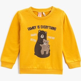 Resim Koton Sweatshirt Baskılı Bisiklet Yaka Pamuklu Sarı 3wmb10006tk Sarı 