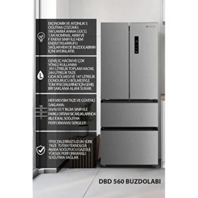 Resim Dijitsu DBD560 Gardolap Tipi Çekmeceli Buzdolabı 178 cm Yükseklik 71 cm Genişlik Gri Renk 