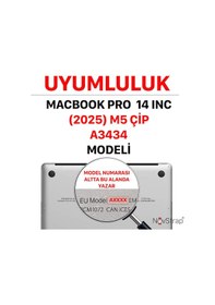 Resim Novstrap Apple Uyumlu MacBook Pro 14 İnç M5 Çip A3434 İle Türkçe Q Klavye Koruyucu Siyah Kılıf Karışık Çok Renkli 