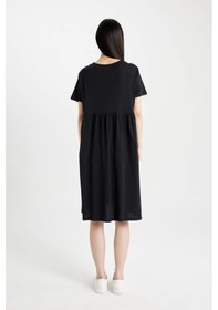 Resim Defacto Regular Fit Kısa Kollu Kısa Boy Hamile Elbise X6046AZ24SMBK81 