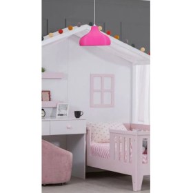 Resim Leila Neon Pembe Çocuk Yatak Odası, Kız Çocuk Odası Tasarım Tekli Sarkıt Avize (Plastik) E27 
