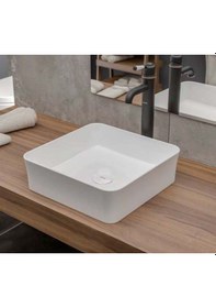 Resim Bocchi Slim Line Kare Lavabo 38 x 38 CM 1477-001-0125 Beyaz 