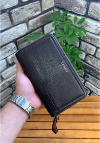 Resim Guard Çift Fermuarlı Kahverengi Hakiki Deri El Çantası Erkek / Kadın P3031 Kahverengi 