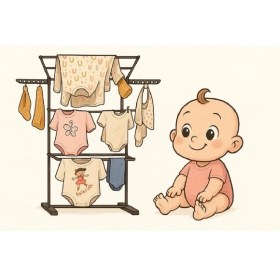 Resim 3 Katlı Bebek Çamaşır Kurutma Askısı 