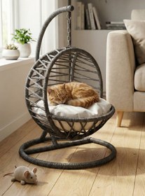 Resim Reyo Pet Lüxperi Kedi Salıncağı & Kedi Yatağı & Kafesi 38x45x65 cm Antrasit 