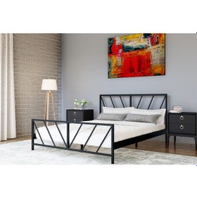 Resim Metalia Gm 227 Gözde Çift Kişilik Karyola Siyah 150X200 