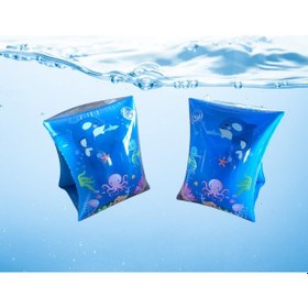 Resim Mavi Desenli Kolluk Üçgen Kolluk 3-6 Yaş İçin Yüzme Kolluğu, Deniz Ve Havuz Aksesuarları Mavi 