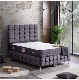 Resim Setaymobilya Baza, Duke Lux Çift Kişilik Antrasit Baza Başlık + Deluxe Yatak 