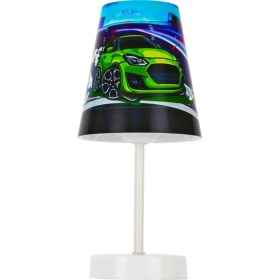 Resim Yeşil Spor Arabalı Çocuk Odası Abajur ve Komodin Üzeri Aydınlatma 