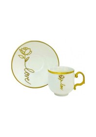 Resim Çiftçiler Kahve Fincan Takımı 6 Kişilik Yaldızlı Beyaz 