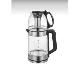 Resim Özbience 2l Siyah Cam Çaycı Kettle, Filtreli ve Süzgeçli, Şık ve Kullanışlı 