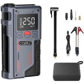 Resim Castu Cs70 Plus Akü Takviye Cihazı 4'ü 1 Arada Powerbank, Hava Kompresörü, Lcd Ekran, 12.000mah 150psı 