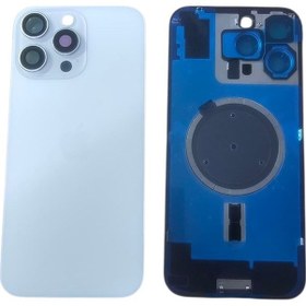 Resim Apple Uyumlu iPhone 16 Pro Max Arka Kapak Kamera Camlı Full Pil Kapağı Cam - Beyaz Yeşil 