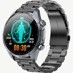 Resim Spovan Cardio 3 EKG Tansiyon Vücut Analiz Kan Şekeri Yapay Zeka Türkçe Akıllı Saat - Siyah 