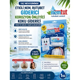 Resim Nemtut Rutubet Giderici Nem Emici Koku Küf ve Korozyon Önleyici 1 Kutu 2 Paket 1 kg 