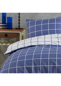 Resim %100 Pamuklu Tek Kişilik Nevresim Takımı 160x220 2 Yastık Kılıflı Lastikli Çarşaflı 120x200+30 Mavi 