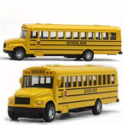 Resim Sarı Döküm Okul Otobüsü Oyuncak - Pilsiz, Kompakt 13.97cm Detaylı Tasarımıyla İç Mekan Oyunu ve Sergi için Metal Model, Oyuncak Otobüs 