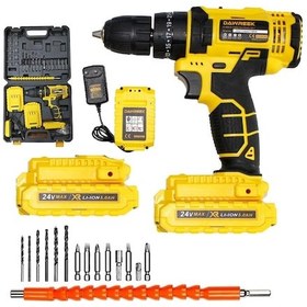 Resim Dawrek 24 V 5 Ah Çift Akülü Darbeli Matkap Vidalama + 17 Parça Set 