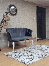 Resim Zafir İkili Beyaz Boyalı Tel Ayak Papatya Çay Seti Koltuk Takımı , Balkon, Salon, Ofis, Cafe Koltuk Takımı Füme 