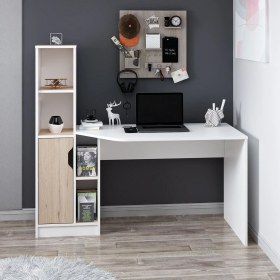 Resim Viora Çalışma Masası - Beyaz/derin Sepet Çok Renkli 