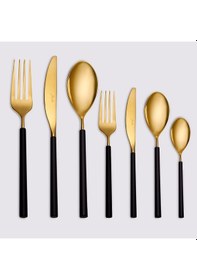 Resim Jumbo 6000 Roller Siyah Titanyum Gold 84 Parça 12 Kişilik Çatal Kaşık Bıçak Seti Siyah Titanyum Gold Altın - Siyah - Titanyum 