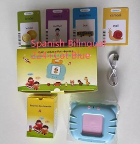 Resim Children's Enlightening Early Education Smart Pure English Card - Spanish Bilingual blue / 1PC 