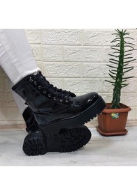 Resim M.p 1425 Siyah Rugan 4cm Tabanlı İçi Tüylü Polar Parlak Kadın Bot 001 