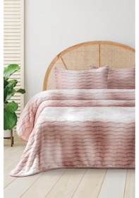 Resim Dream Pelüş Çift Kişilik Yatak Örtüsü Pembe Pembe 