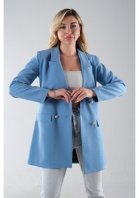 Resim Feminist Bebe Mavi Astarlı Düğme Kapamalı Blazer Ceket 0105123.449 Bebe Mavi 